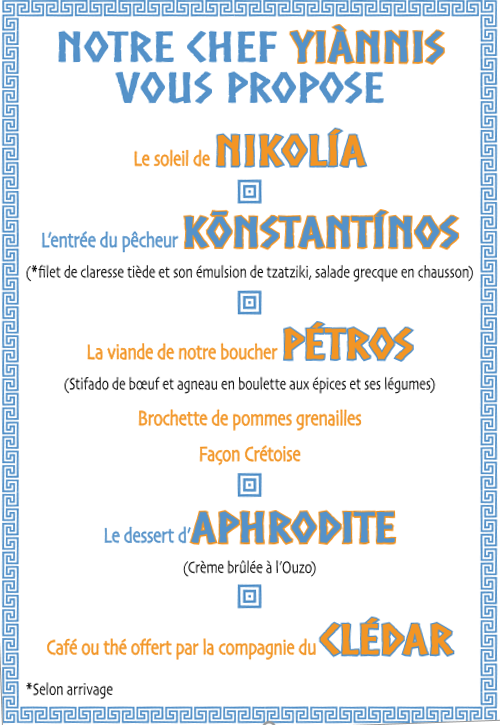 Menu du restaurant